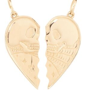 Gold Skull Heart Pendant Necklace